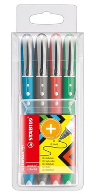Tintenroller - STABILO worker+ colorful - medium - 4er Pack - grün,  (US IMPORT)