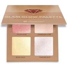 Highlighter Palette Makeup Iluminador - Glow Bronzer Powder Kit With Gold 