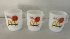 3 VINTAGE MCDONALD'S GOOD MORNING ANCHOR HOCKING FIRE-KING MILK GLASS MUG 8oz.