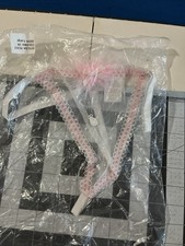 VTG Frederick  s Of Hollywood Thing Panties Size L White / Pink Trim Sheer - New