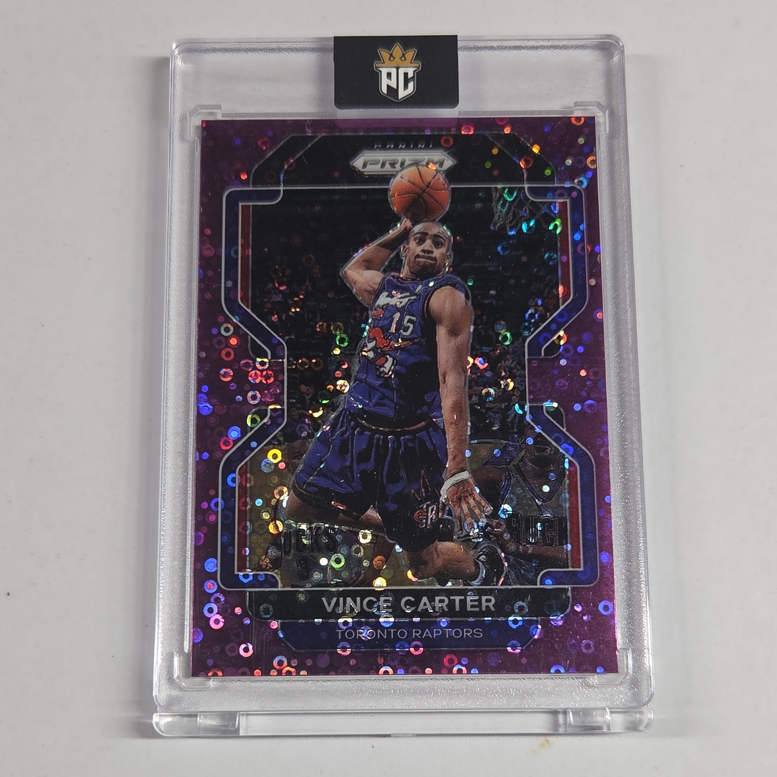 2021-22 Panini Prizm Vince Carter Purple Disco Prizm #246 /75 Toronto Raptors