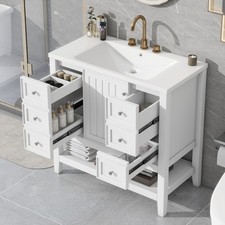 36" Bathroom Vanity with Sink, One Cabinet and Three Drawers, Solid Wood and MD