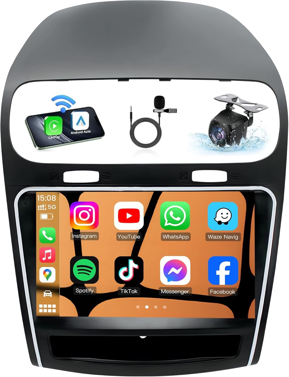Apple CarPlay Android For Dodge Journey 2011-2019 Car Stereo Radio WIFI GPS 64G