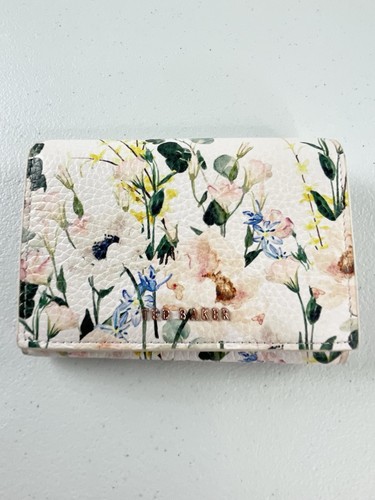 Ted Baker Esma Elegant Mini Purse Wallet Floral Snap Button Leather Zipper
