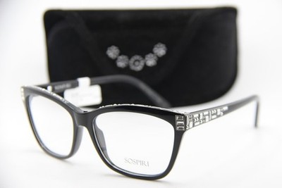 NEW SOSPIRI MARCELLA NR BLACK CRYSTALS AUTHENTIC EYEGLASSES 55-15