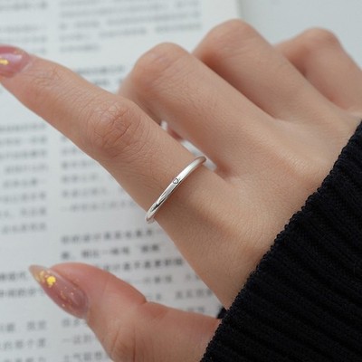 925 Sterling Silber platiniert Lächeln Herz offen verstellbar Ring für Damen