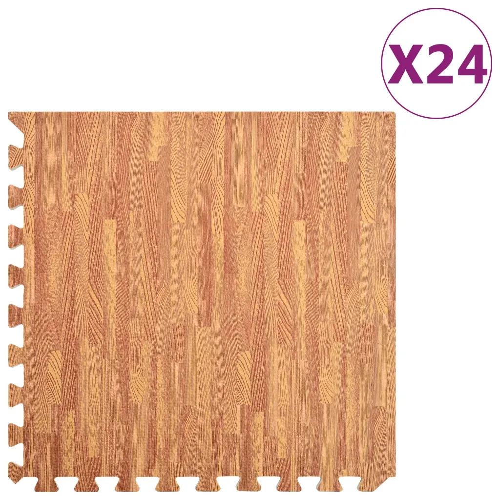 Exercise Mat 8.64m² 24pc EVA Foam Puzzle Tiles Brown 60x60x1cm Non-Slip Gym Play