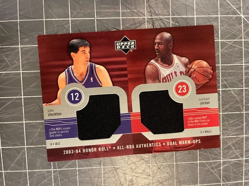 2004 UPPER DECK MICHAEL JORDAN JOHN STOCKTON DUAL JERSEY CARD CLEAN