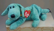 Collectable Vintage Beanie Baby DIDDLEY Green Dog 6.5" 2000 NWT Excellent Cond.