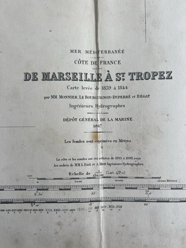 Old Map De marseille A St tropez carte levee de 1839 a 1844 - Image 3 of 4