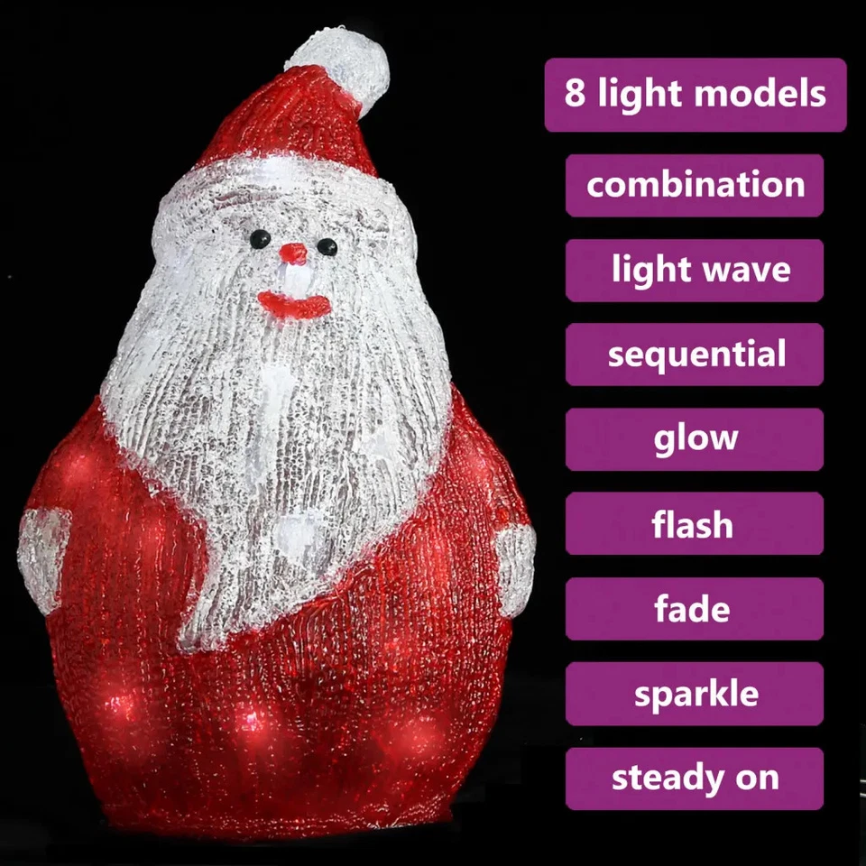  28CM LED Christmas Acrylic Santa Figure Indoor Outdoor Holiday Decoration - Image 4 of 4