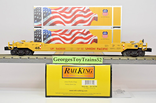 MTH RAILKING 3 RIELES O #542020 UP UNION PACIFIC FLAG HUSKY STACK 30-76798 NUEVO EN CAJA | Condition: New