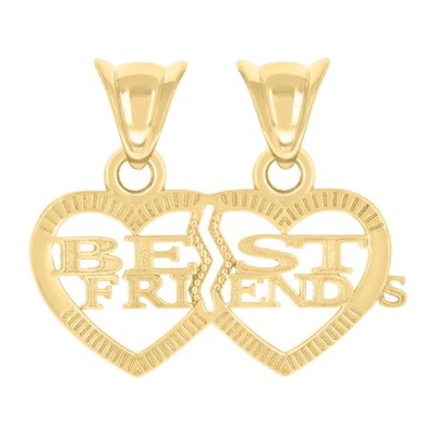 10kt Gelbgold Damen BESTE FREUNDE Herz Charm Anhänger