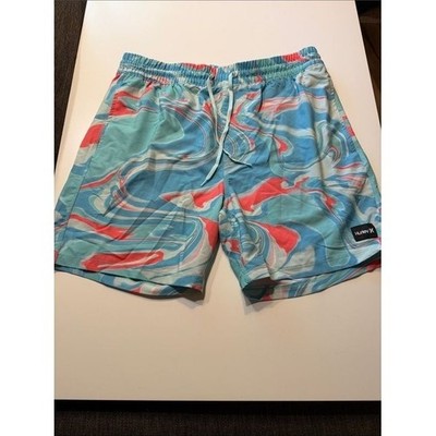 Hurley Cannonball 17'' Men's Turquoise & Coral Swirl Swim Trunks