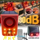 Sound & Light Solar Motion Sensor Alarm- Dog Barking&Gunshot 130db Loud Siren US