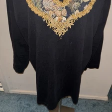 Vtg  Carolina Colours Sweater Womens Blouse Embroidered Tapestry 3/4 Sleeve Sz L