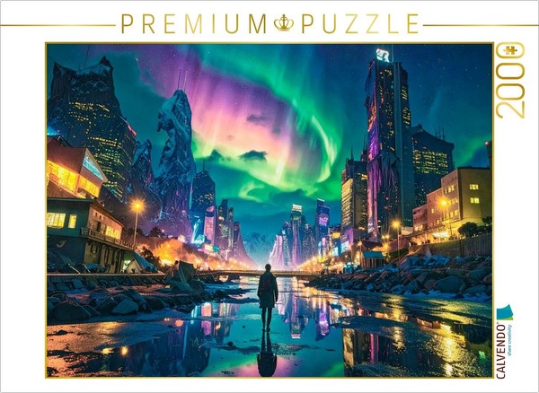 Calvendo Puzzle Northern Lights And Street Lighting | 2000 Pieces, Finished Size-image
