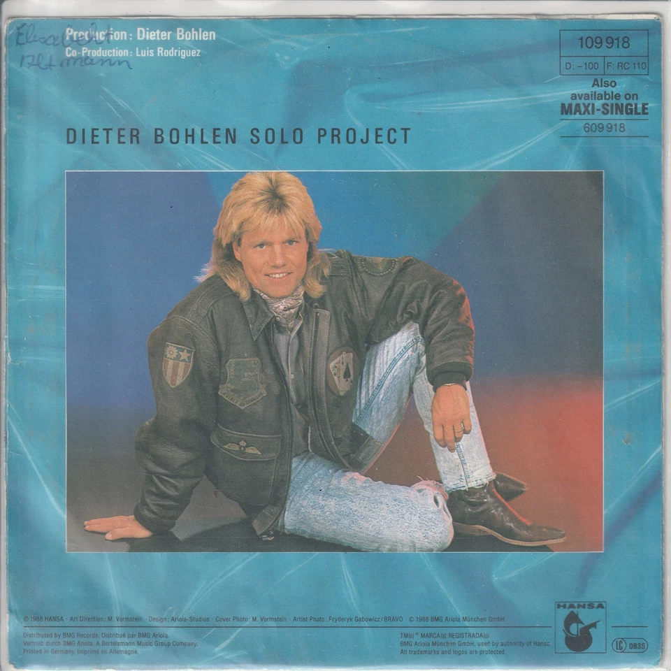 Blue System – My bed is too big + instrumental – Hansa 109 918-100 - © 1988 – 7“ - Bild 2 von 2