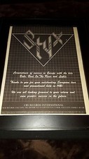 Styx CBS Records International Rare Original Promo Poster Ad Framed!