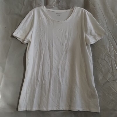 Amazon Essentials Women's Size Large Short Sleeve Crew Neck White Top