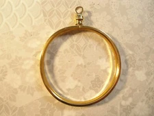 1 Goldplated 38-1/2mm Coin Holder Coin Bezel with Screw on Loop.