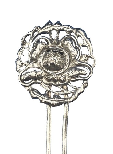 Antique Chinese Export High Grade Silver (Marked) FLORAL  display picture 2