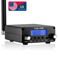 FM Transmitter 0.5W 76MHz~108MHz AUX+MIC Stereo Broadcast Station w/LCD Display