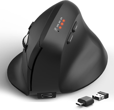Bluetooth and 2.4Ghz Ergonomic Mice, 2 in 1 Wireless Mouse with 3 DPI Levels