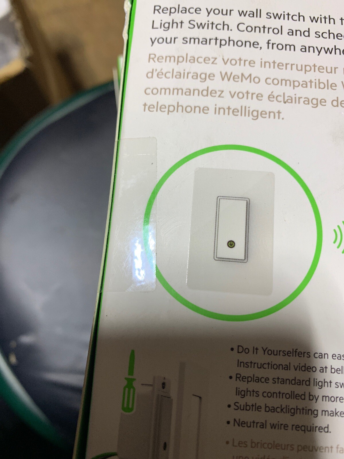 Wemo F7c062 15 Amp Single Pole Wireless Remote Control Indoor Light Switch