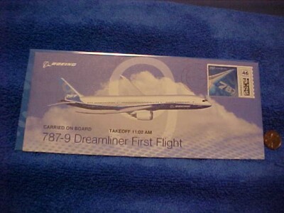 787 -9 Dreamliner on cloud 9 stamp cancelled 2013 Carried on First Flight