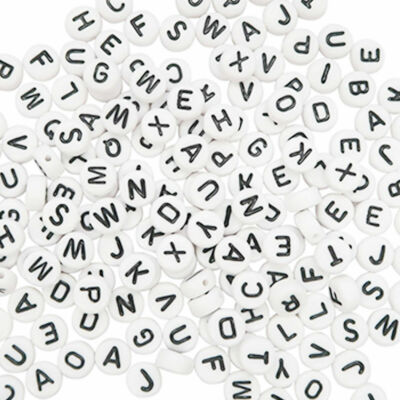  100 Alphabet weiße Buchstaben Perlen Schmuckherstellung Acryl Armband Halskette 7 mm 