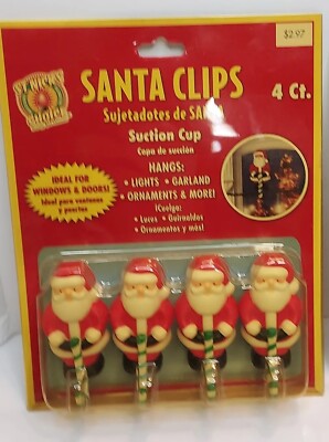 Christmas SANTA Candycane Suction Cup CLIPS Hangers ST Nicks Choice NOS 2 AVIL