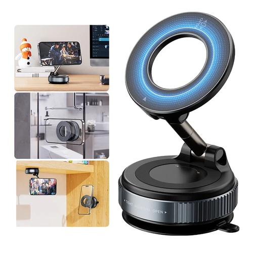 Supporto supporto telefono auto ventosa magnetica regolabile 360° per MagSafe - Foto 12 di 16