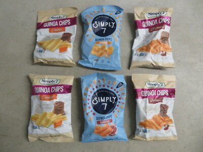 (6) Bags of Simply 7 Quinoa Chips Barbeque BBQ & Cheddar Flavor 3.5 Oz Each #