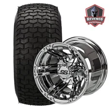 10"  Yukon Mirror Golf Cart Wheels and Tires Combo (20x10-10 Turf) Set of 4