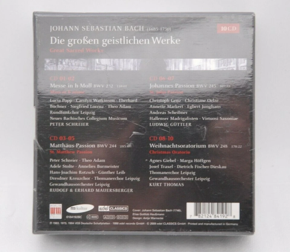 [Neu] CD Box Johann Sebastian Bach Groß Sacred Works 10CDs Set Fabrik Verpackt - Bild 2 von 4