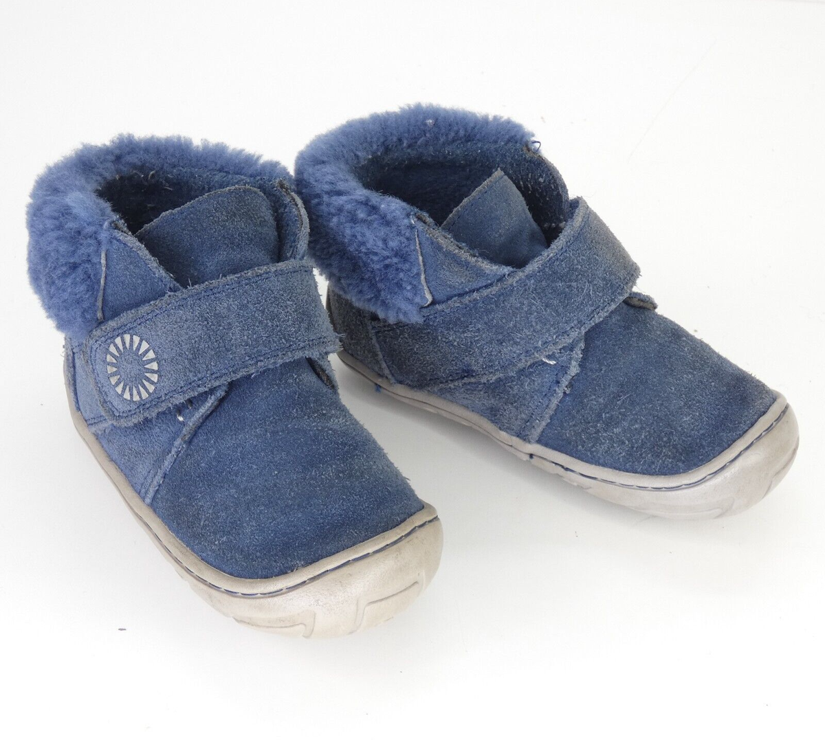 Ugg Kids Boots Jorgen Fur Winter Blue Suede Fur Snow Booties Size EU  UK