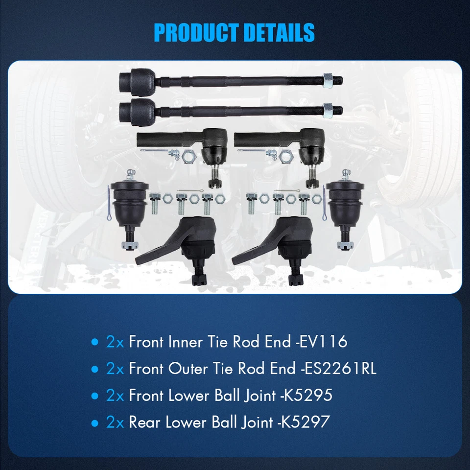 Front Lower Ball Joints Tie Rod For 1987-1999 Pontiac Bonneville Buick LeSabre Foto 3 de 4