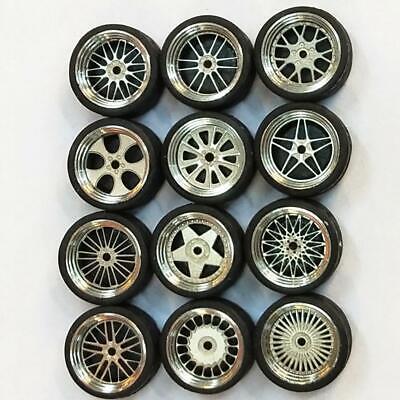 1/64 Scale Alloy Wheels Brake Caliper Rubber Tires fr Matchbox,Tomy,Tarmac Works 