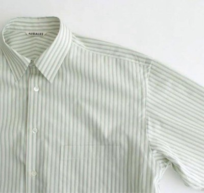 AURALEE FINX STRIPE SHIRTS GREEN STRIPE | eBay