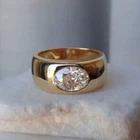 2.50 Ct Oval Cut Moissanite Solitaire Engagement Ring 14K Yellow Gold Plated