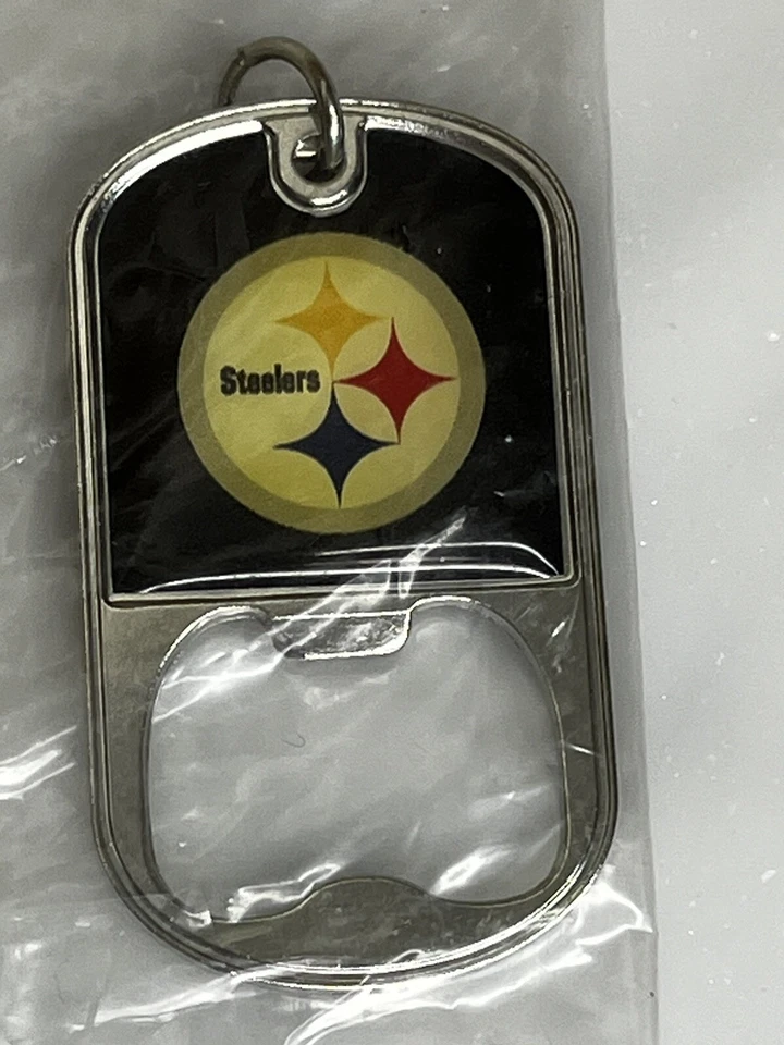 2 NFL Pittsburgh Steelers Keychain Bottle Openers. Dog Tag Style. - Image 3 of 4