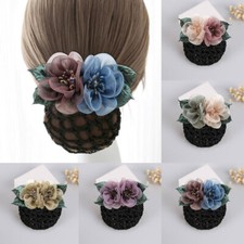 Women Crystal Bun Cover Hair Snood Ballet Dance Wedding Crochet Hair Clips Net