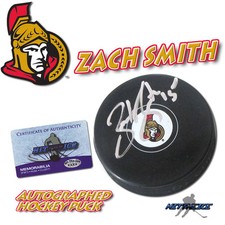 ZACH SMITH Signed OTTAWA SENATORS Puck w/COA 