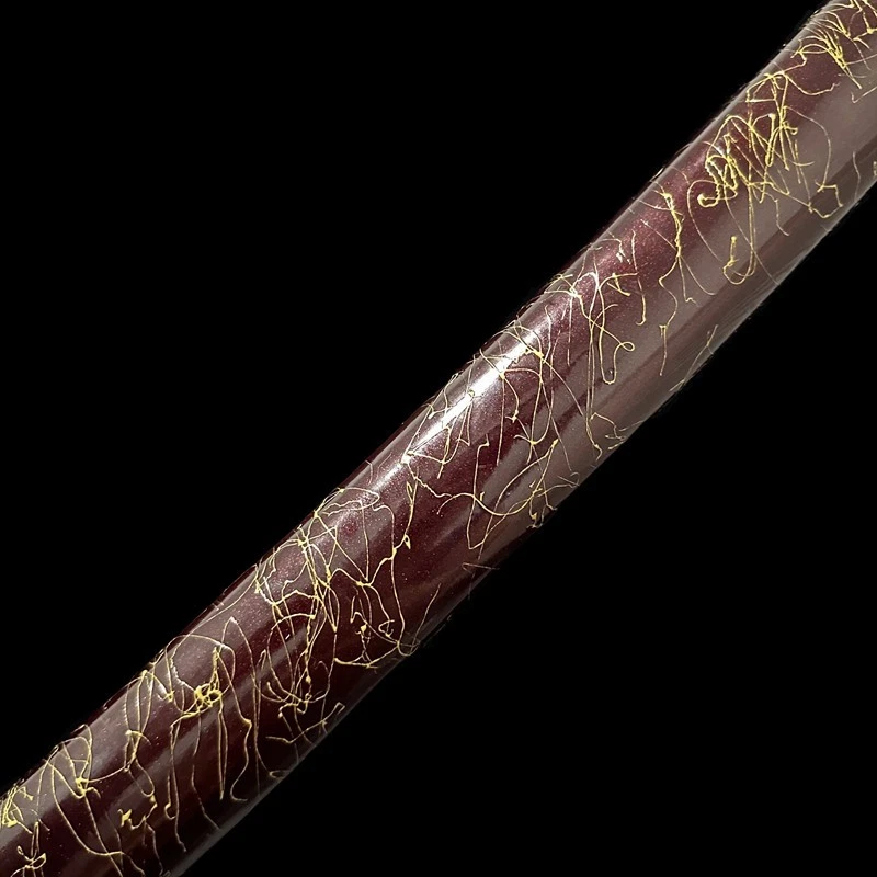 Espada Katana Samurai con Soporte - Vaina Crackle Marrón y Dorado, Acero 1095 Foto 2 de 4