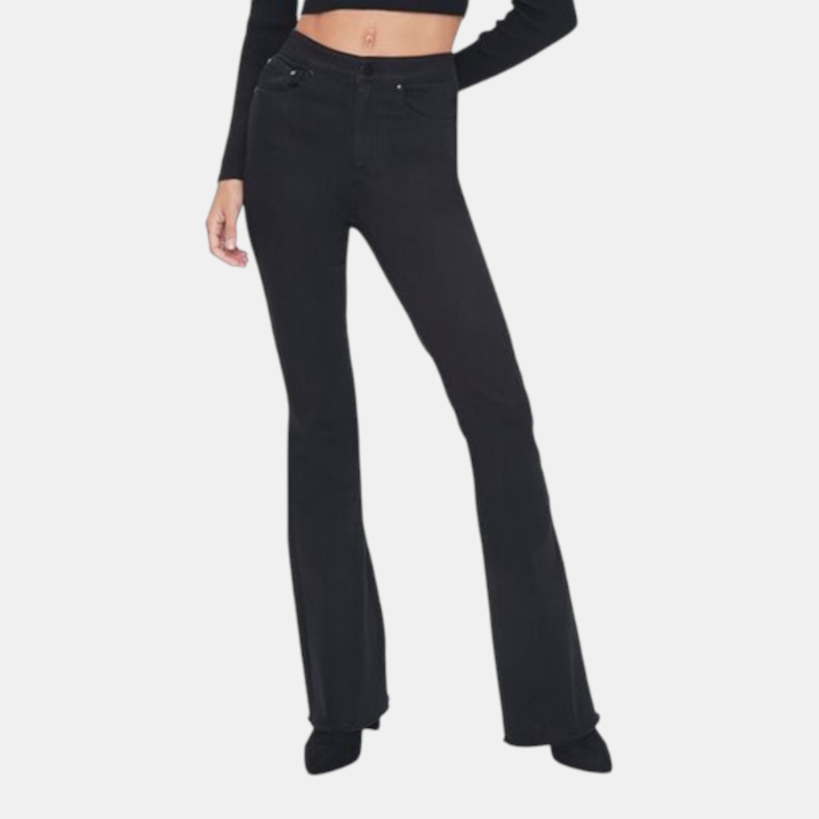 FOREVER21 LACE BACK FLARE JEANS BLACK NWT SIZE 30