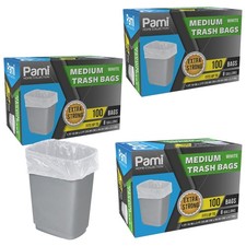 8 Gallon Trash Bags Medium White Strong Garbage Can Liners Kitchen  200-400 Ct