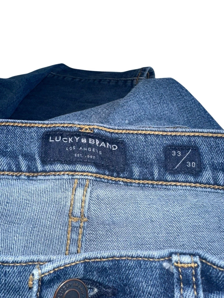Pantalones de mezclilla Lucky Brand para hombre 33x30 121 ajustados rectos elásticos azules informales al aire libre Foto 3 de 4