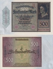 Germany Reichsbank 500 Mark 1922 P 73 UNC NR No Reserve