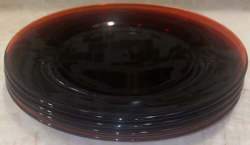 Anchor Hocking Royal Ruby Red Salad Luncheon plates set of four 8" Vintage